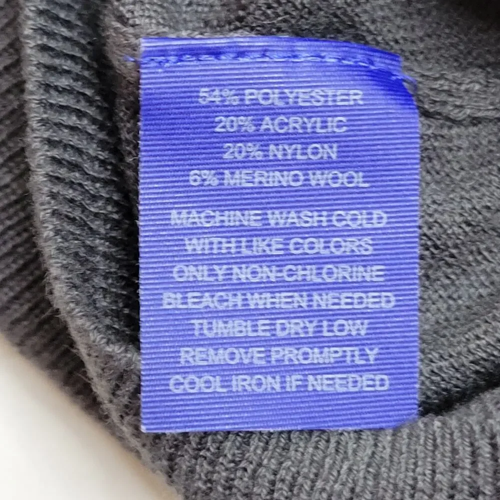 Joseph Abboud Merino Gray Wool Blend Crew Neck Slim fit Sweater Size Large